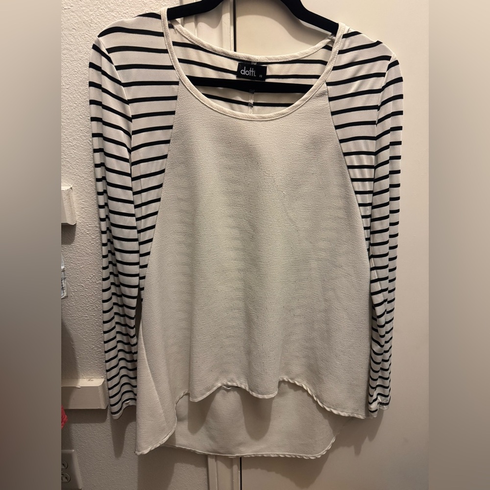Dotti Striped Long Sleeve Top in Black and Cream